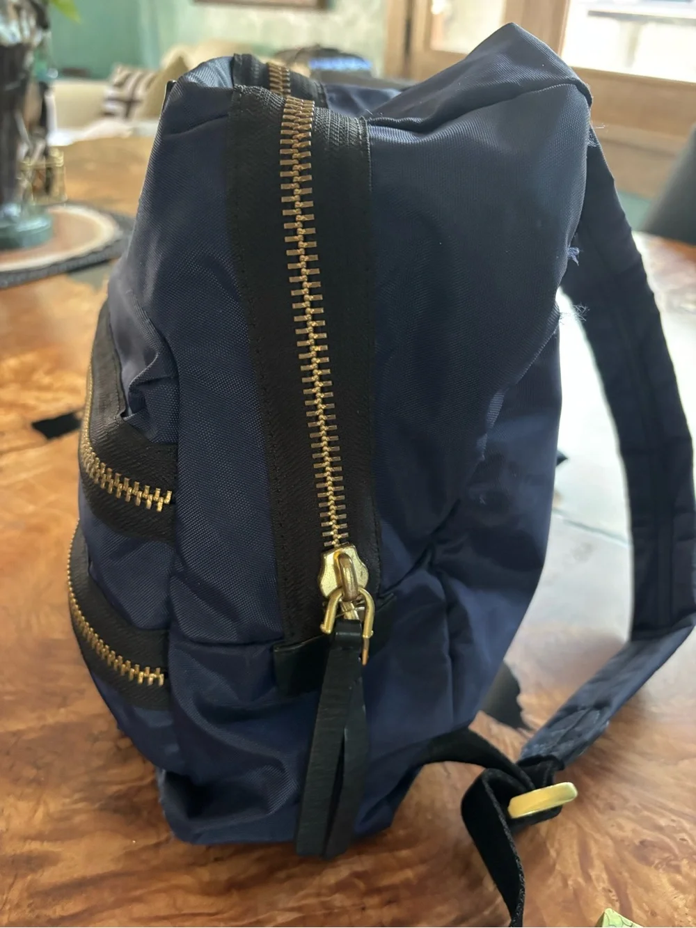 Marc Jacobs Navy Nylon Medium Backpack with Gold Hardware
